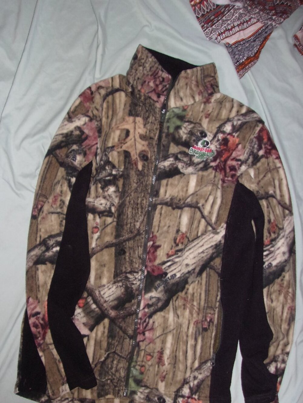 camo camouflage fleece womens size large coat jacket outdoor gorpcore tan leaf